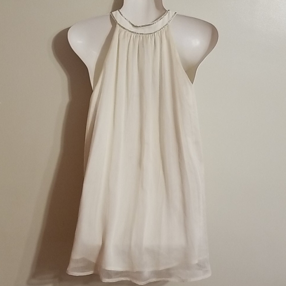 Miss Me Cream Sequin Dressy Tank Top, Small - Picture 4 of 11